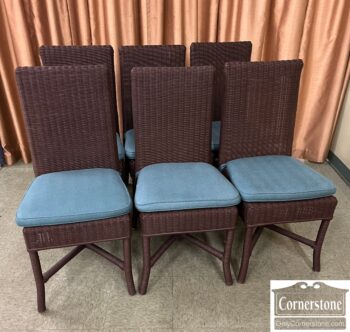 Set of 6 Brown Wicker Chairs