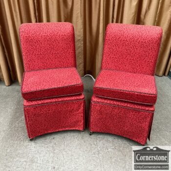 10467-14-Pair of Armless Chair Red Fabric