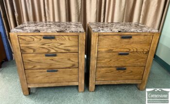 10725-24-Broyhill Stone Top Bedside Chests