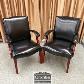 10784-3-4-Hickory Leather Black Arm Chairs