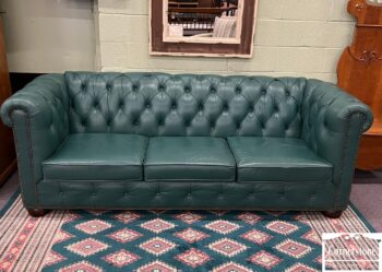 12442-7-Green Leather Sofa Tufted