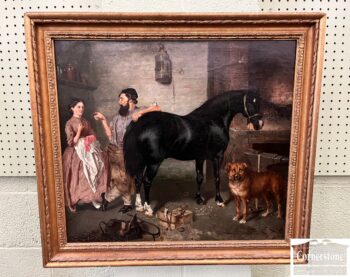 12490-5-Oil Painting At the Blacksmiths