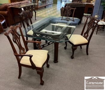 12588-1-Thomasville Glass Top Table 4 Chairs