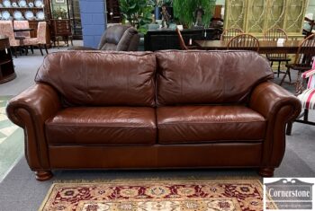 12588-2-Thomasville Brown Leather Sofa