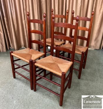 12600-1-Set of 4 Ladderback Rush Seat Chairs