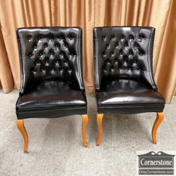 12617-5-Pair of Black Faux Leather Office Chairs