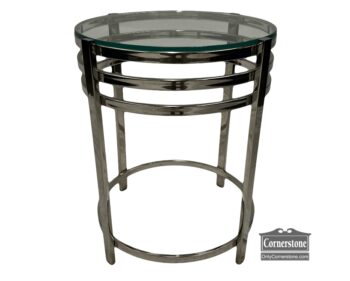 12663-10-EA Round Chrome Glass End Table