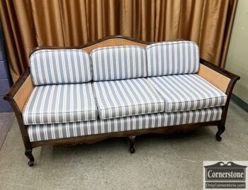 13204-1-Caned Sofa Blue and White Striped