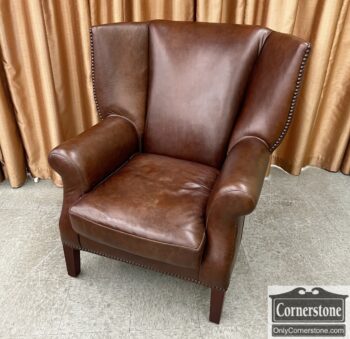 13323-1-Brown Leather Wing Chair