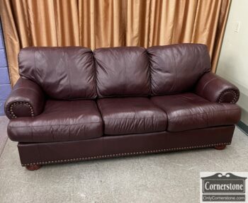 13333-8-Klaussner Burgundy Leather Sofa