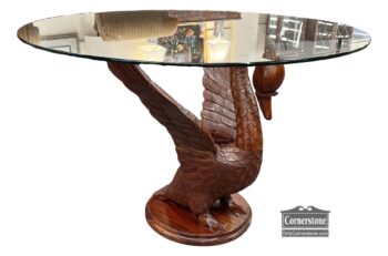 13469-1-Round Glass Top Table Swan Base