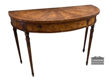 13686-1-English Inlaid Demilune Console