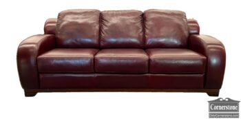 13840-1-Flexsteel Red Leather Sofa