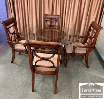 5001-2872X-Round Glass Top Table 4 Chairs