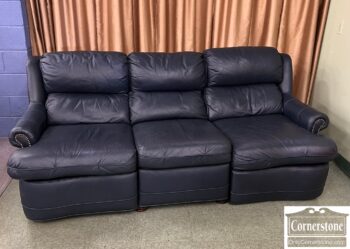 5001-2882-Bradington Young Blue Leather Sofa