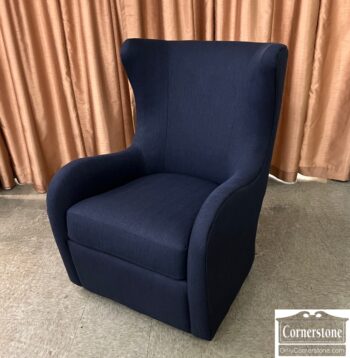 5005-1199-Thomasville Blue Swivel Chair