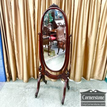 5005-1552-Antique Mah Cheval Mirror