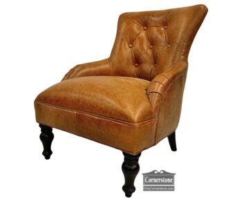 5005-1707-From SuCasa Brown Leather Tufted Back Chair