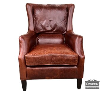 5005-1846-Arhaus Leather Chair and Ottoman