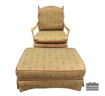 5005-1892-Rush Seat Arm Chair with Ottoman