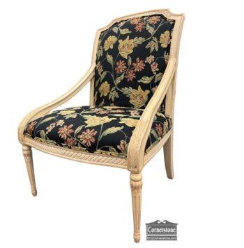 5005-1931-Black Floral Upholstered Chair