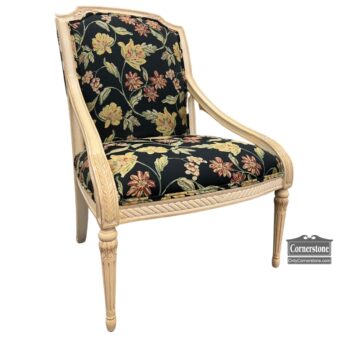 5005-1932-Black Floral Upholstered Chair