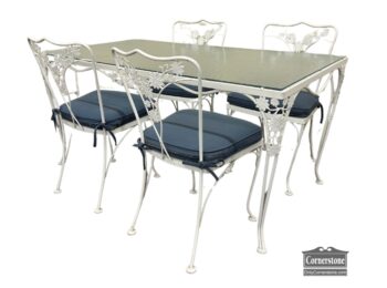 5005-1997-White Metal Patio Table 4 Chairs