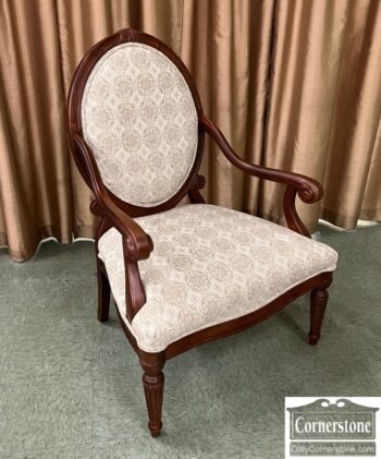5005-201-Exposed Wood Oval Back Arm Chair