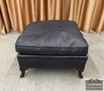 5010-329-Blue Leather Ottoman