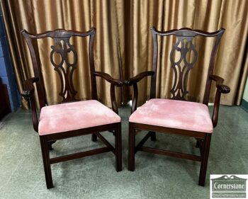 5020-1010-Pr of Chippendale Arm Chairs