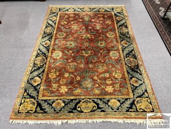 5020-1142-Wool Hand Knotted Indo Kashan Style Area Rug