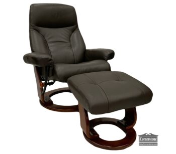 5020-1577-Benchmaster Leather Swivel Chair w Ottoman