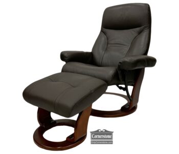 5020-1578-Benchmaster Leather Swivel Chair w Ottoman