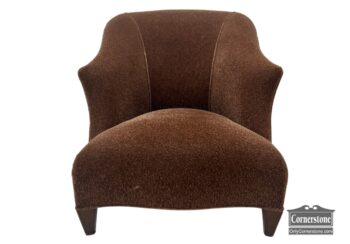 5020-1742-Curved Club Chair w Brown Fabric