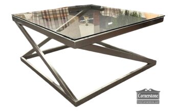 5020-1793-Glass and Chrome Square Coffee Table