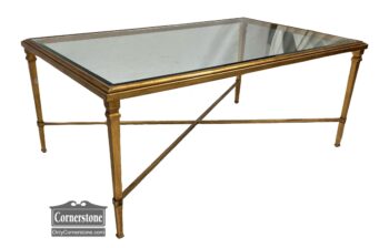 5020-1841-Glass and Gold Metal Coffee Table