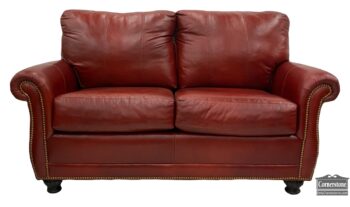 5020-1900-Attrib to Carson Red Leather Loveseat