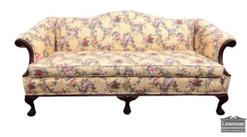 5020-1933-Camelback Sofa w Yellow Floral Fabric