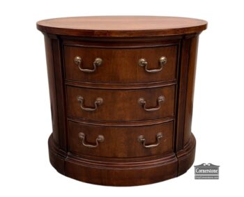 5020-2272-Thomasville Oval 3 Drawer End Table