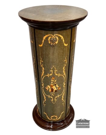 5026-105-Marquetry Pedestal w Storage