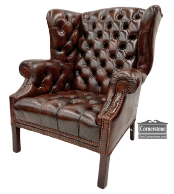 5026-2-Vintage Tufted Leather Wing Chair