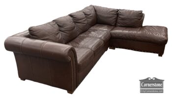 5026-28-Brown Leather Sectional