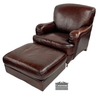 5026-3-Hickory Chair Brown Leather Chair and Ottoman