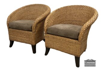 5026-30-Pair of Wicker Style Barrel Chairs