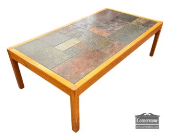 5026-41-Teak Danish Modern Slate Tile Coffee Table