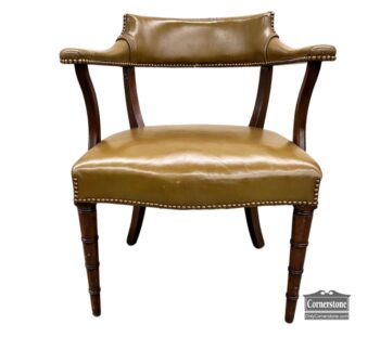 5026-53-Hickory Chair Co Green Leather Accent Chair