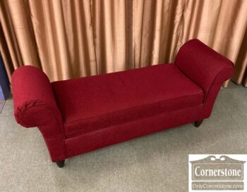 5966-1989-Red Uph Bench Rolled Arms