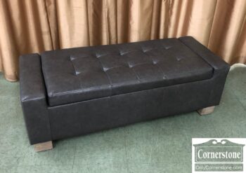 5966-2133-Storage Bench Gray Faux Leather