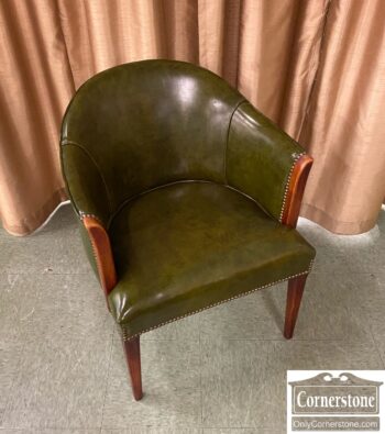 Green Faux Leather Office Barrel Chair