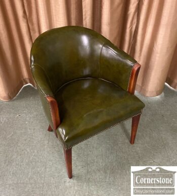5966-2141-Green Faux Leather Office Barrel Chair